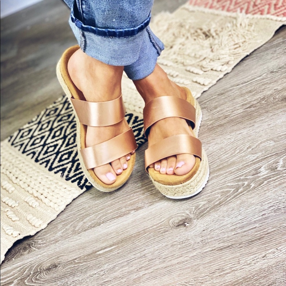 Rose Gold  espadrille sandals